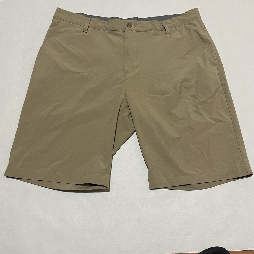 Adidas Prime Green Chino Golf Shorts Men's Size 36 X 10 Beige Khaki Stretch Fit
